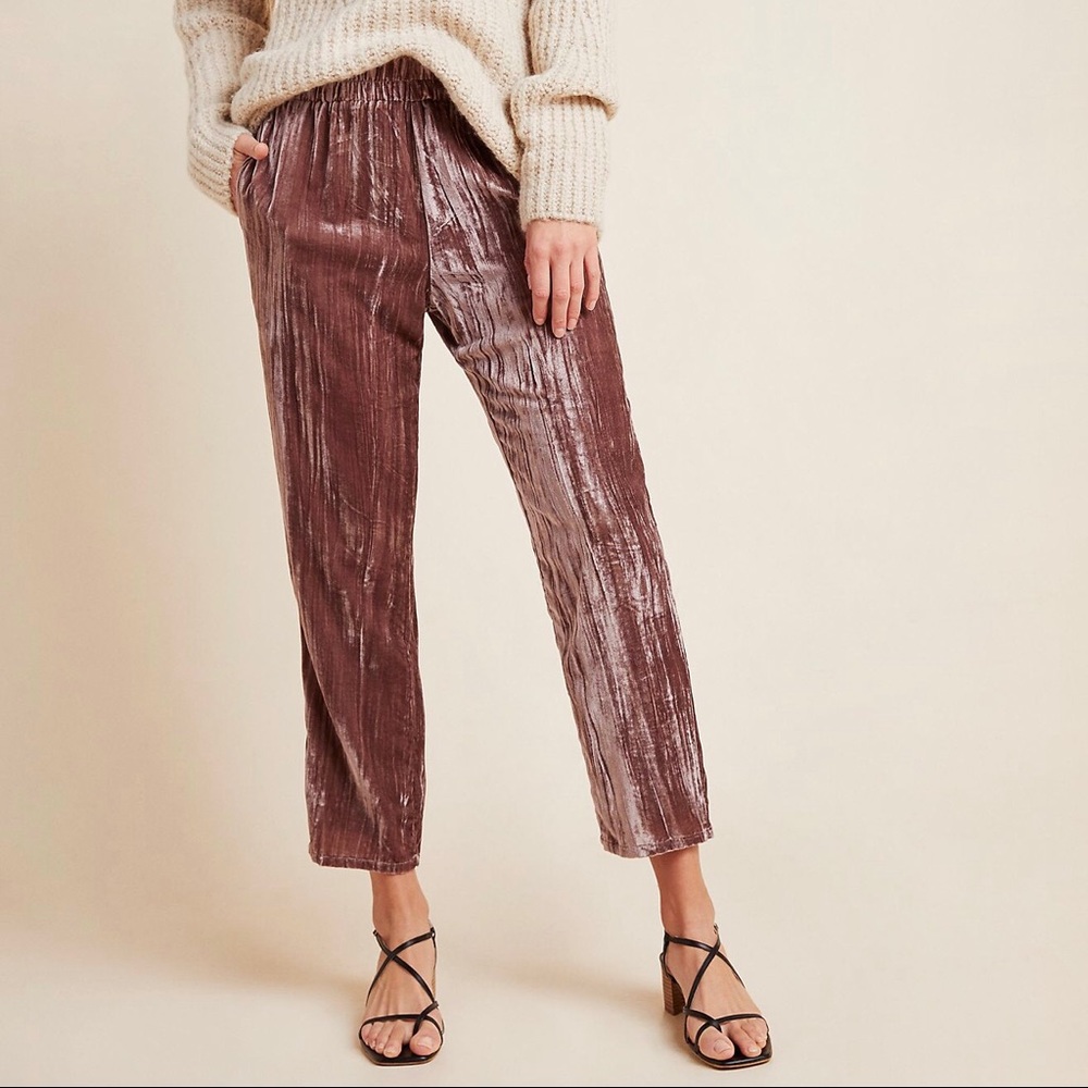 Anthropologie Velvet Pants in Mauve